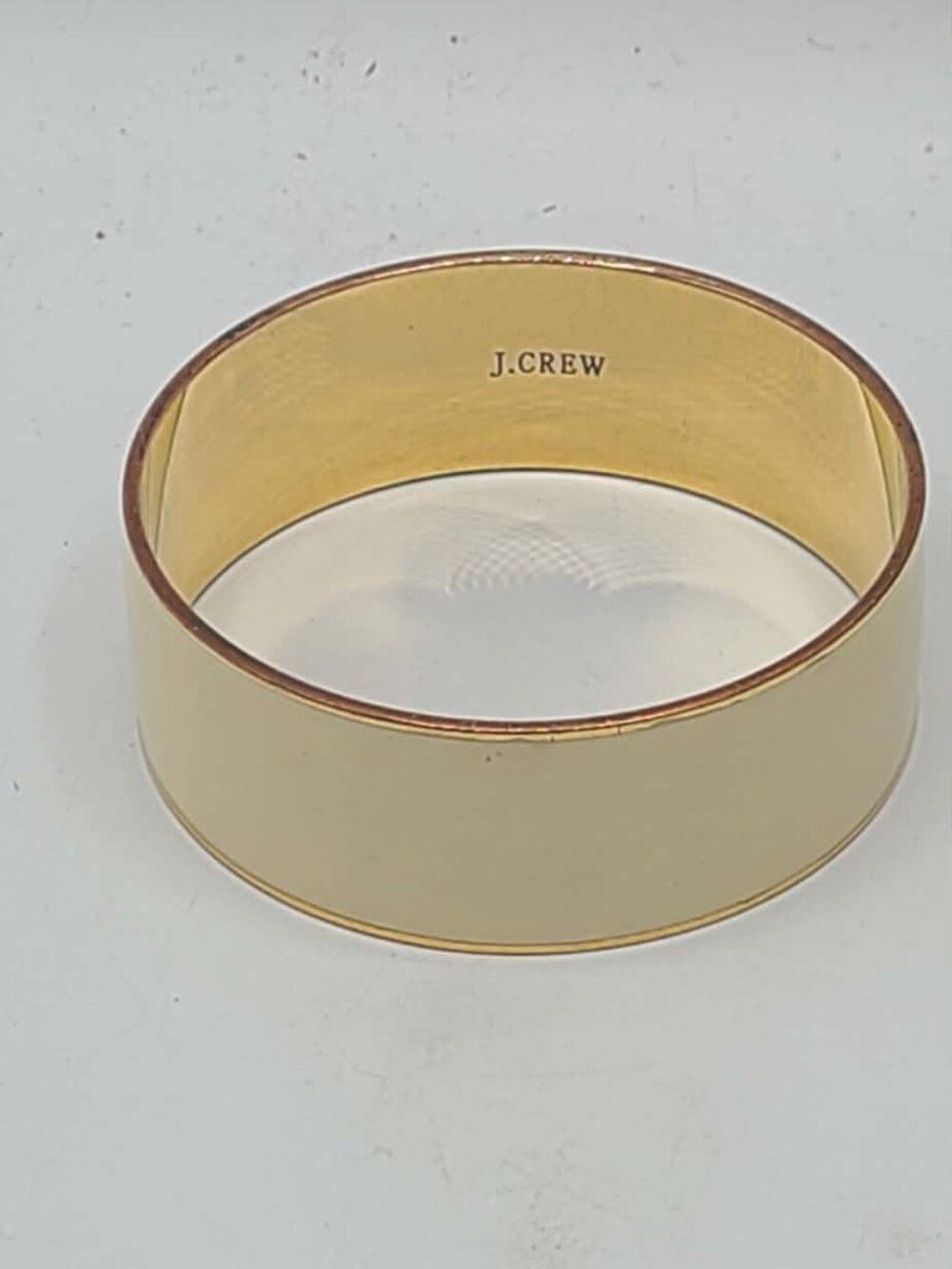 J Crew Cream Enamel Gold Tone Bangle Bracelet